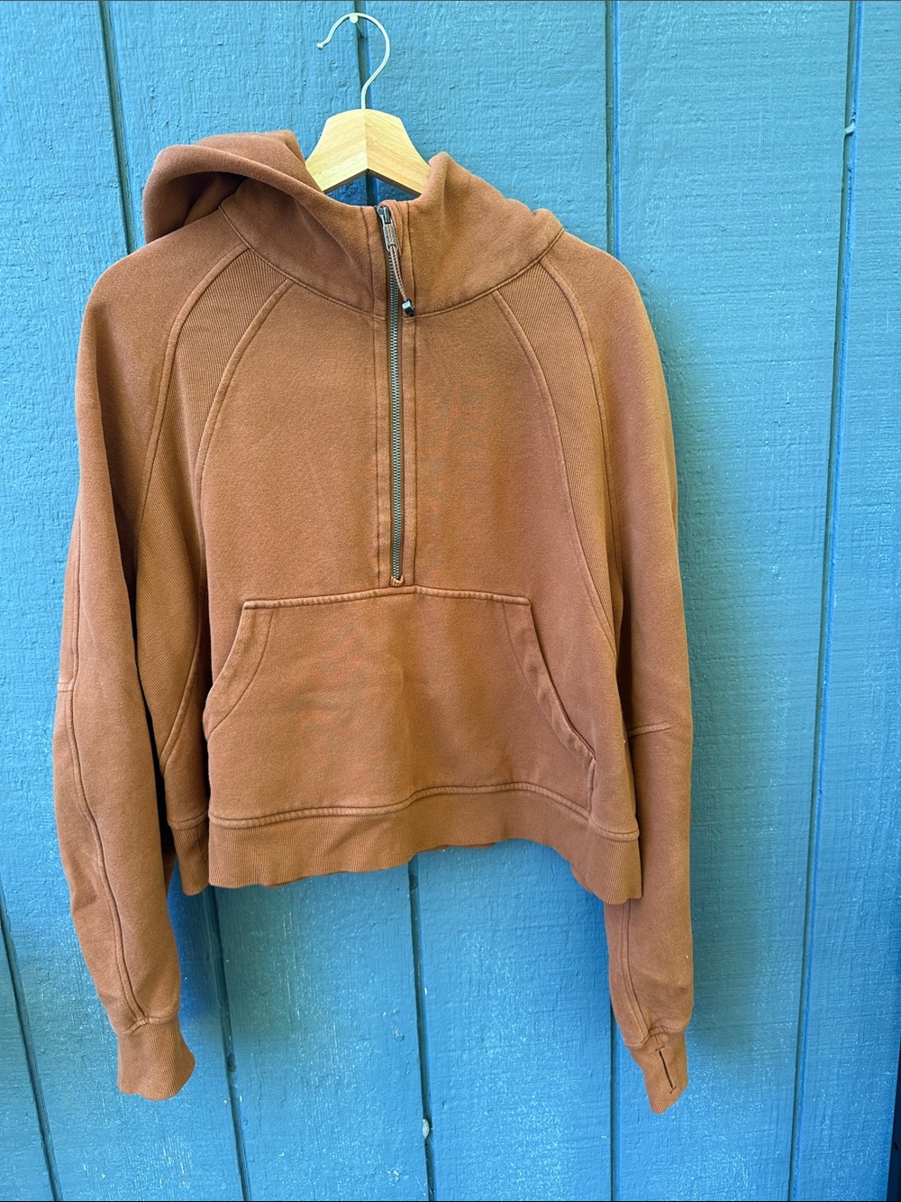 lululemon athletica Brown Half-Zip Hooded Sweatshirt
